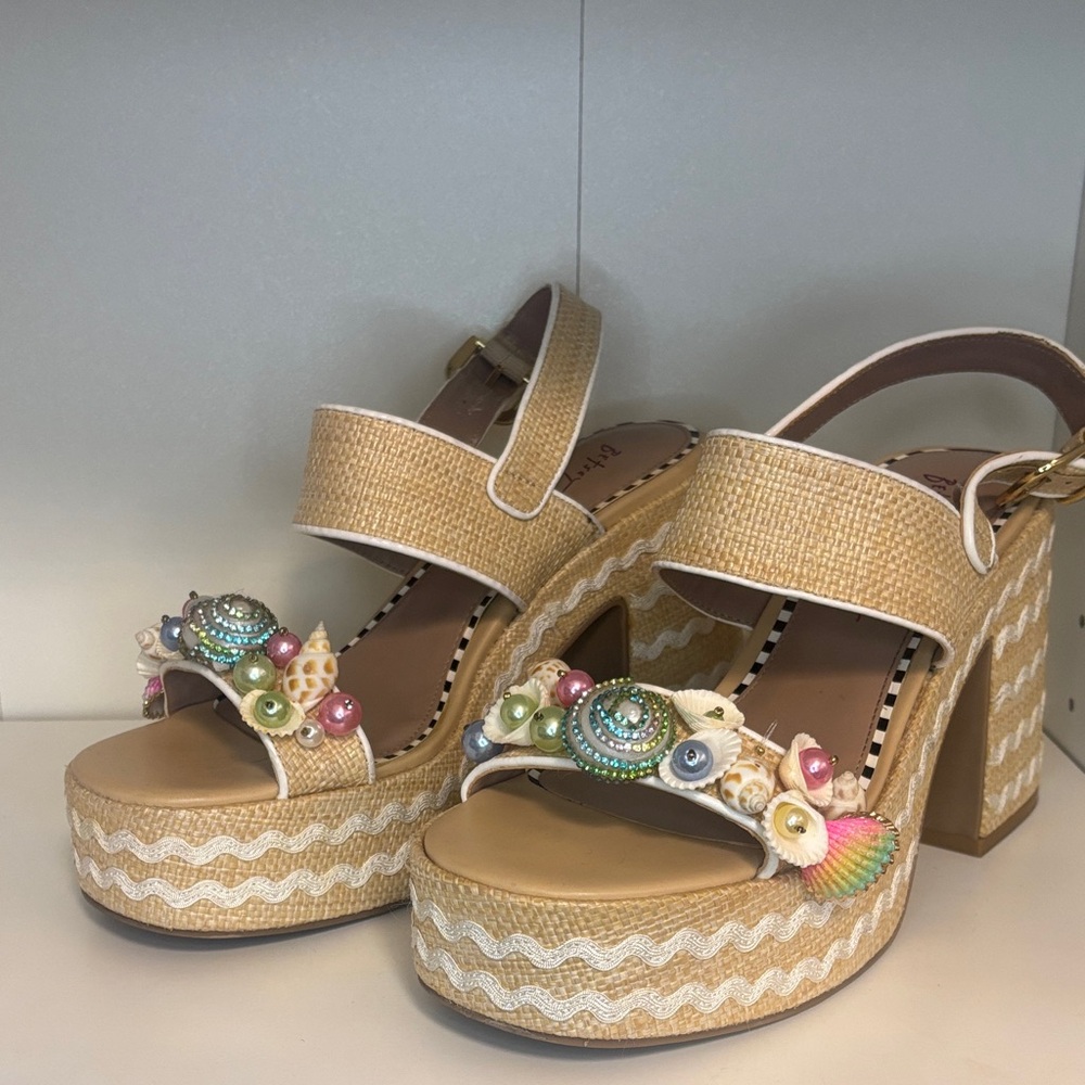 Shellie Platform Sandals by Betsey Johnson in the "Natural Multi"